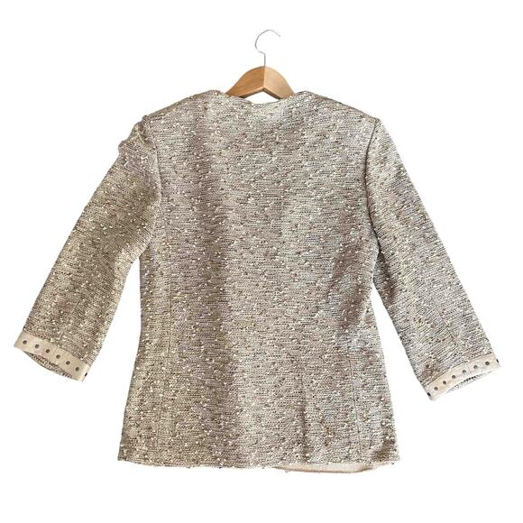 St. John Collection Women's Tan Knit Blazer with Zipper and pockets Size 8 - Picture 3 of 5